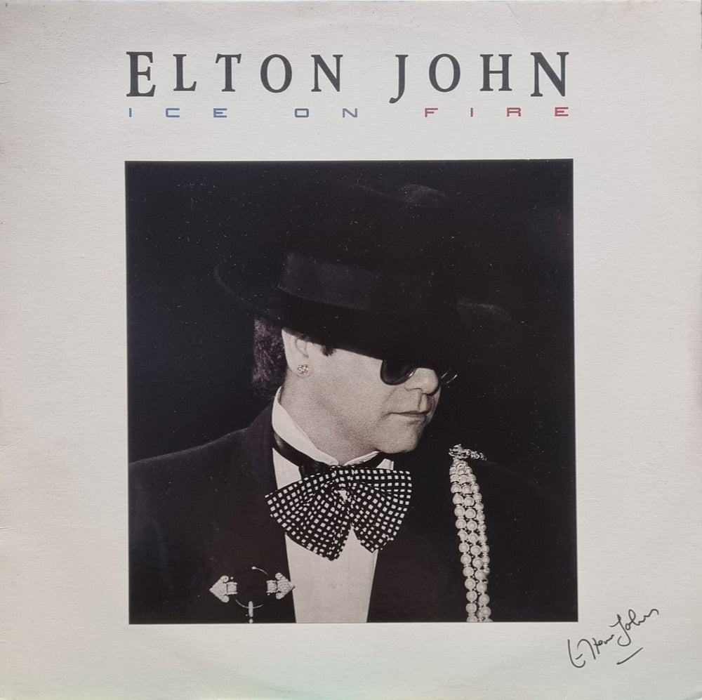 Elton John Ice On Fire - Autographed UK vinyl LP album (LP record) HISPD26