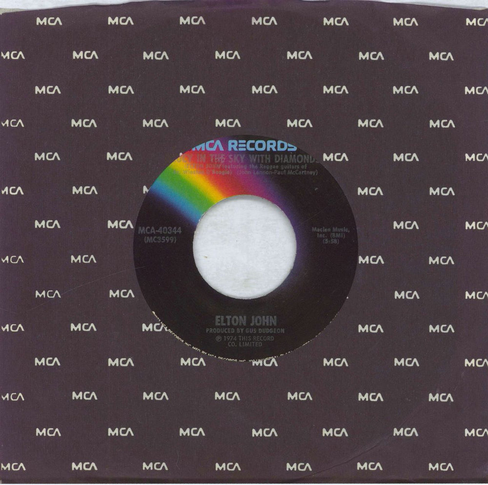 Elton John Lucy In The Sky With Diamonds US 7" vinyl single (7 inch record / 45) MCA40344