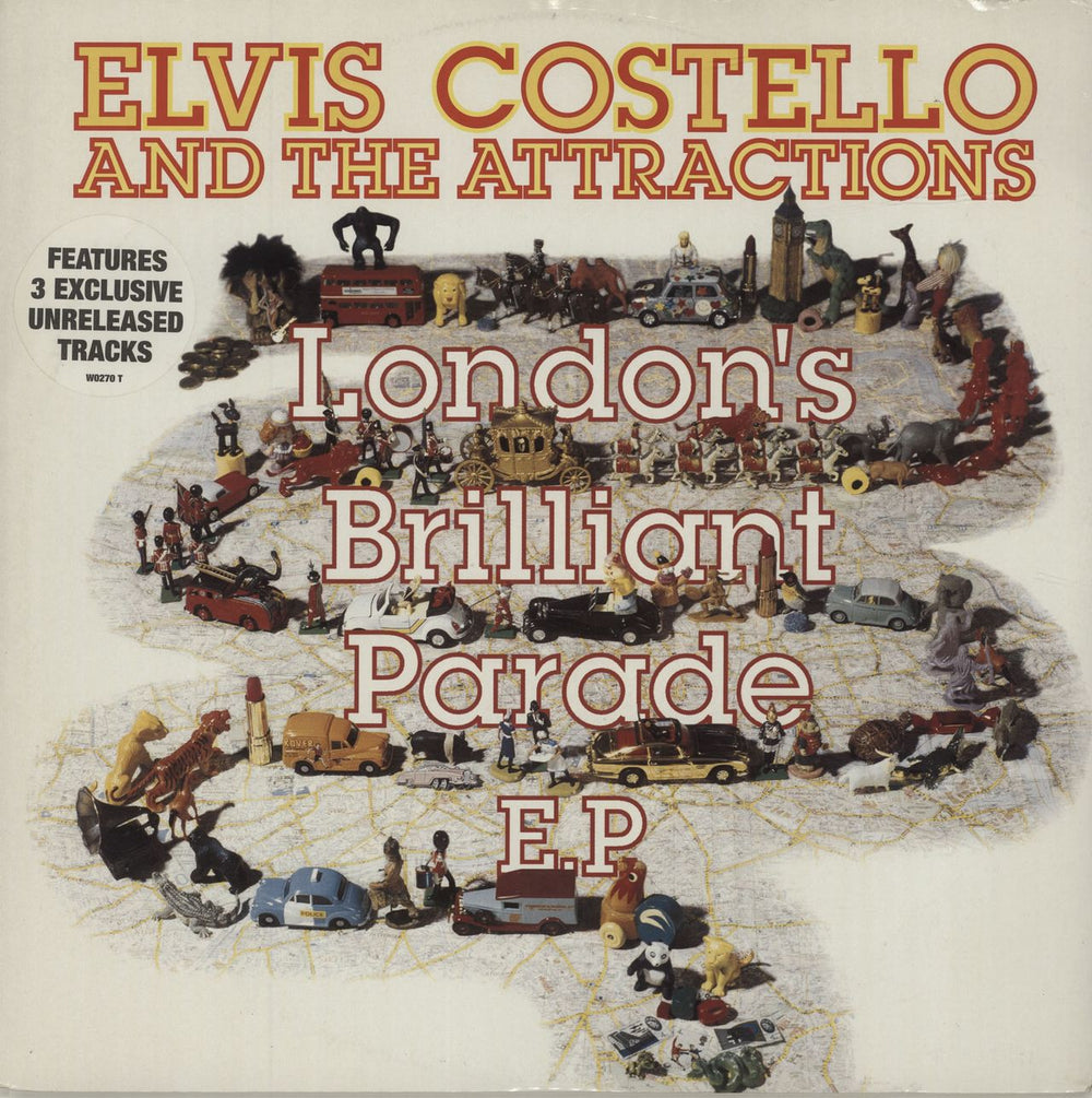 Elvis Costello London's Brilliant Parade EP - Stickered sleeve UK 12" vinyl single (12 inch record / Maxi-single) W0270T