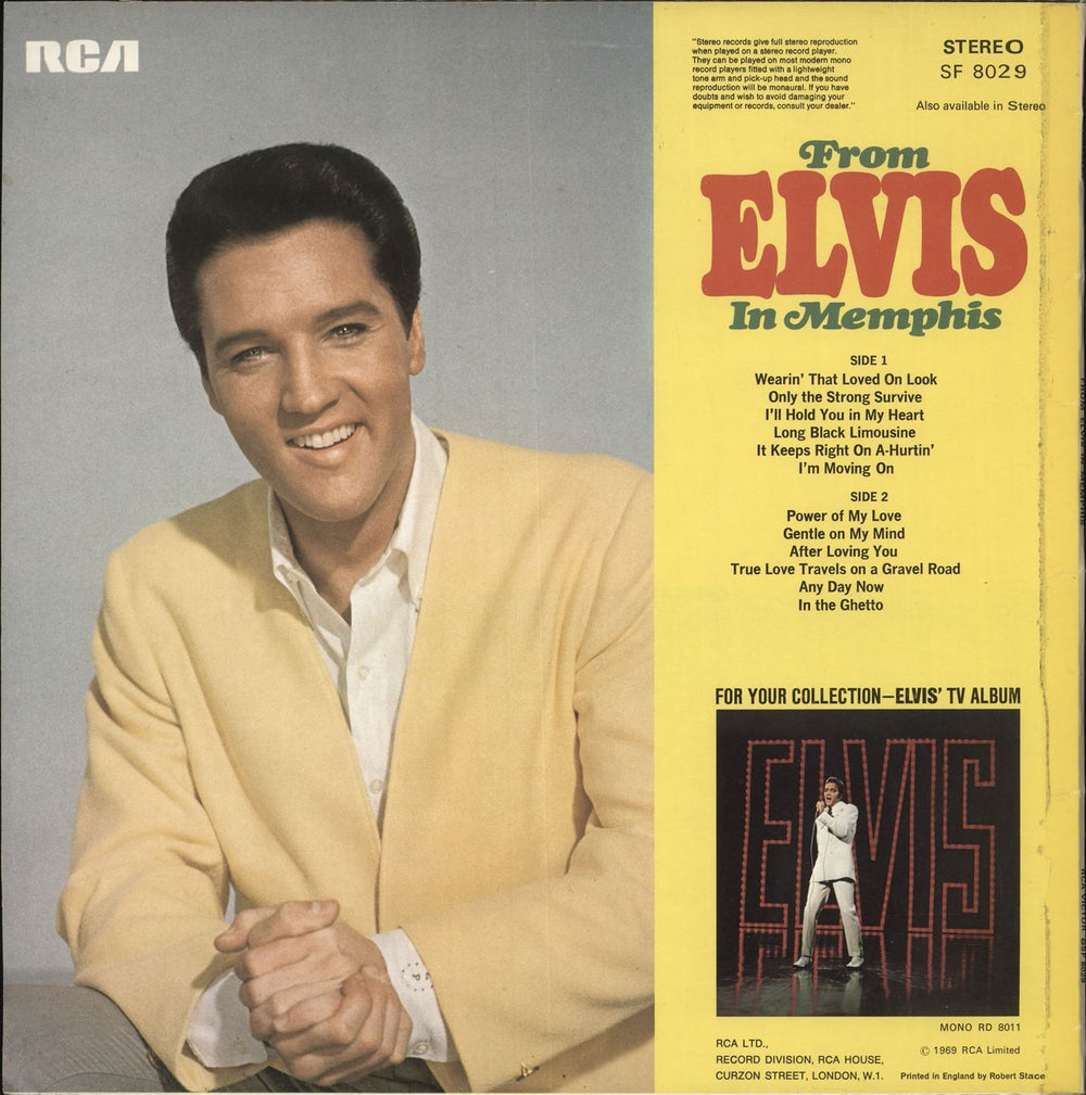 Elvis Presley From Elvis In Memphis - Front Laminated Picture Sleeve UK vinyl LP album (LP record)