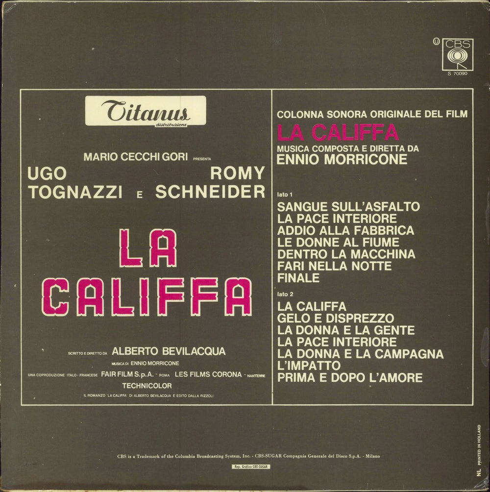Ennio Morricone La Califfa Dutch vinyl LP album (LP record)