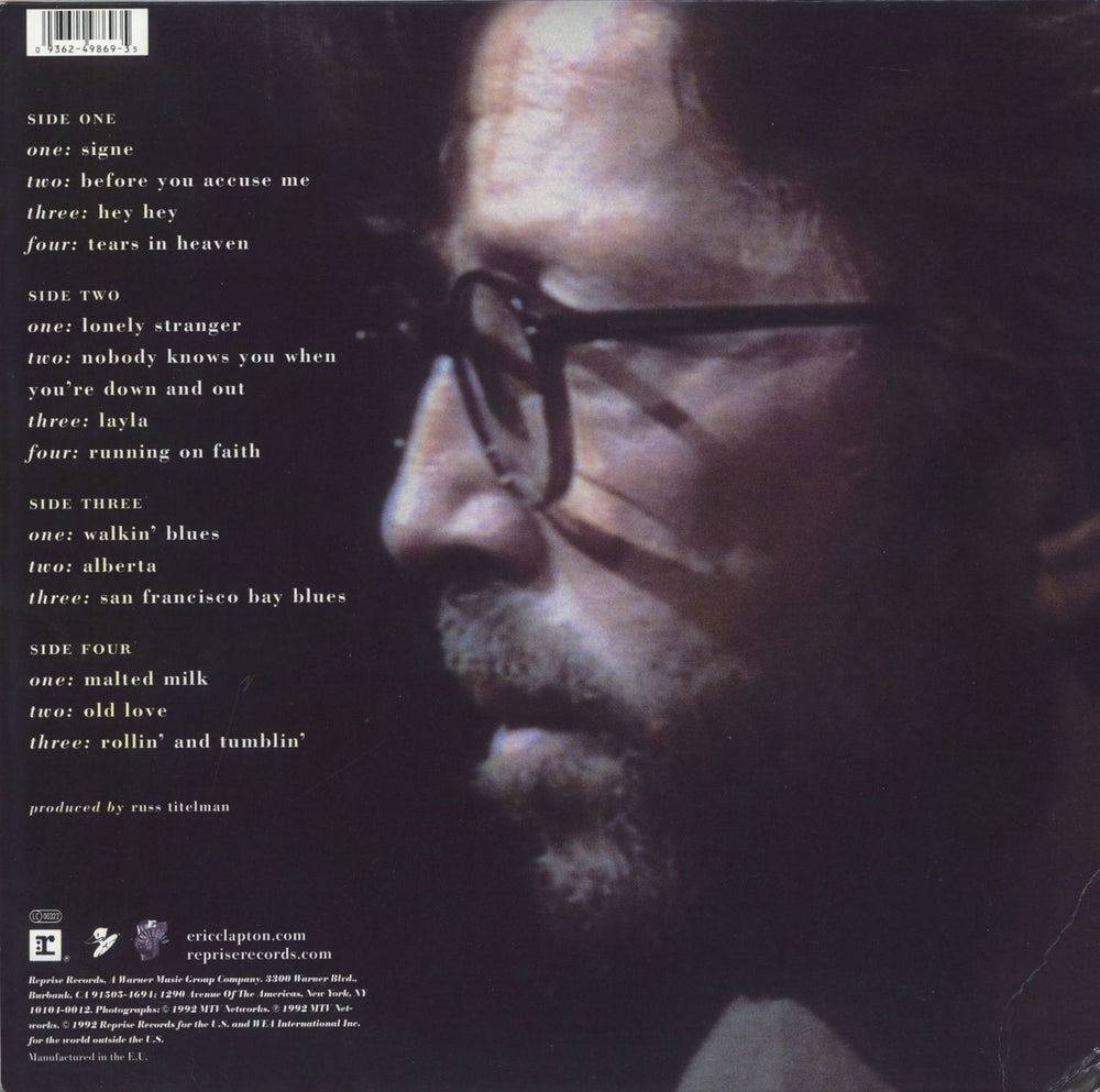 Eric Clapton Unplugged - 180gm UK 2-LP vinyl record set (Double LP Album) 093624986935