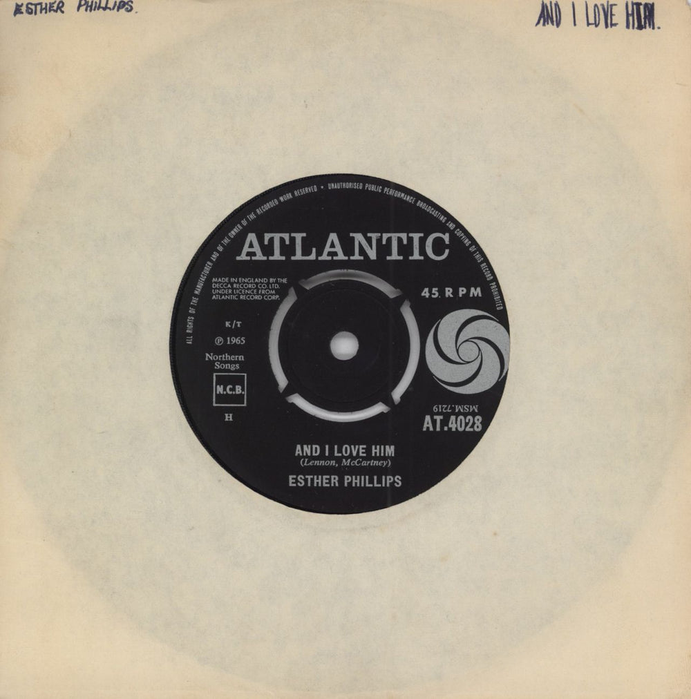 Esther Phillips And I Love Him UK 7" vinyl single (7 inch record / 45) AT4028