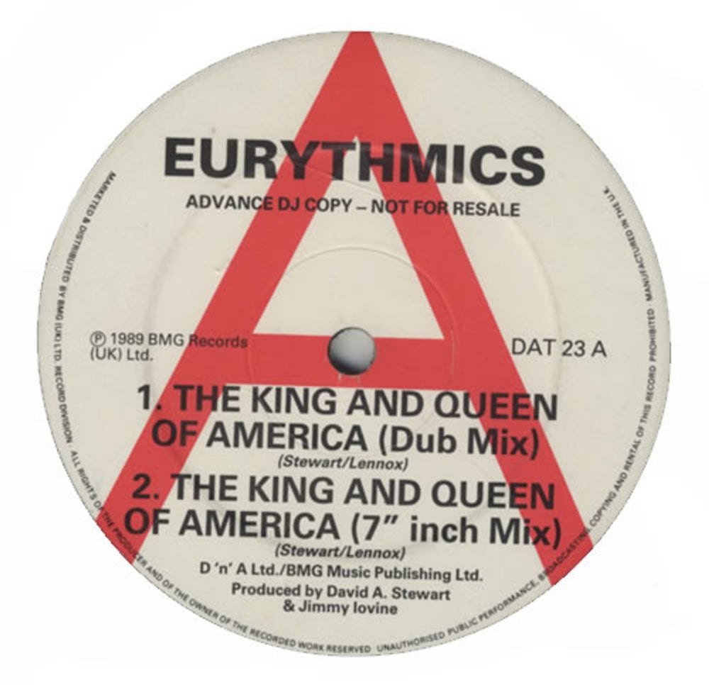 Eurythmics The King And Queen Of America UK Promo 12" vinyl single (12 inch record / Maxi-single) DAT23