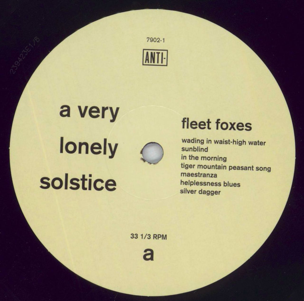 Fleet Foxes A Very Lonely Solstice UK vinyl LP album (LP record) FFXLPAV827548