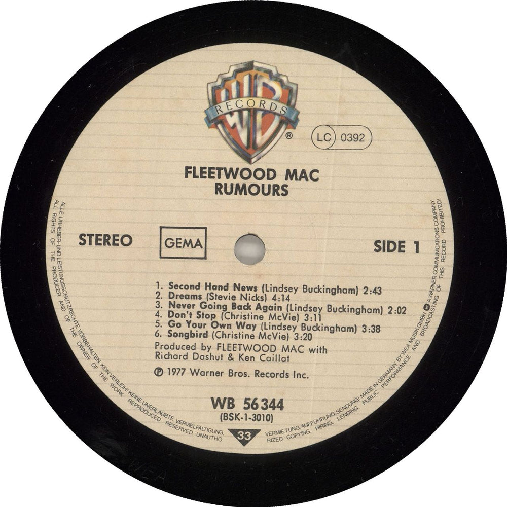 Fleetwood Mac Rumours - 80s + Insert German vinyl LP album (LP record) MACLPRU729685