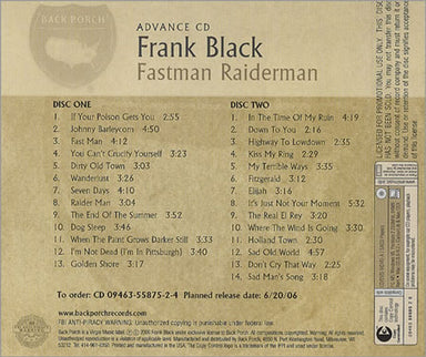 Frank Black Fastman Raiderman US Promo 2 CD album set (Double CD) 59695-28