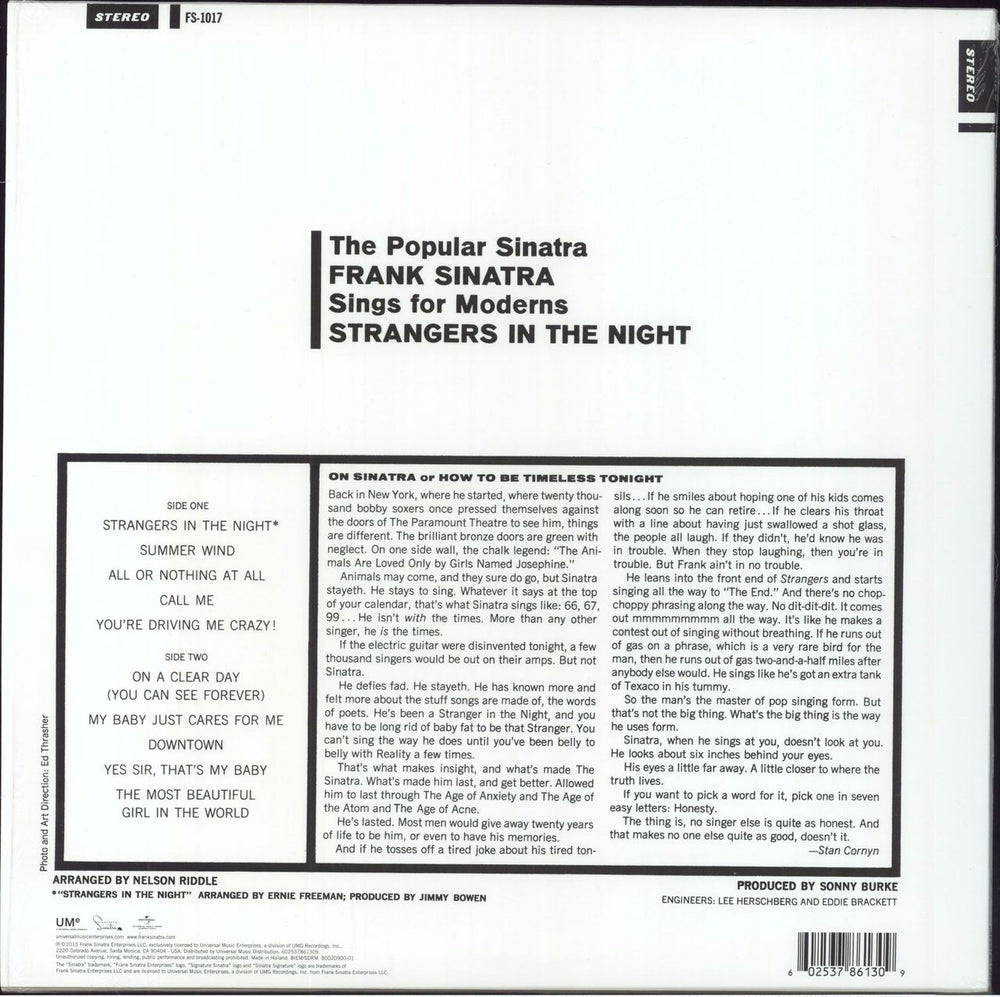 Frank Sinatra Strangers In The Night: Remastered - 180gm Vinyl + Shrink UK vinyl LP album (LP record) 602537861309