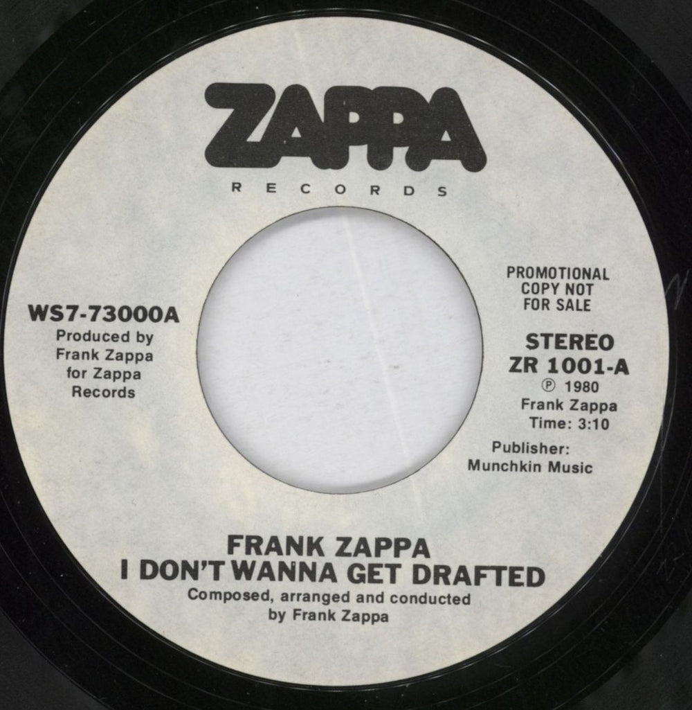 Frank Zappa I Don't Wanna Get Drafted US Promo 7" vinyl single (7 inch record / 45) ZAP07ID819053