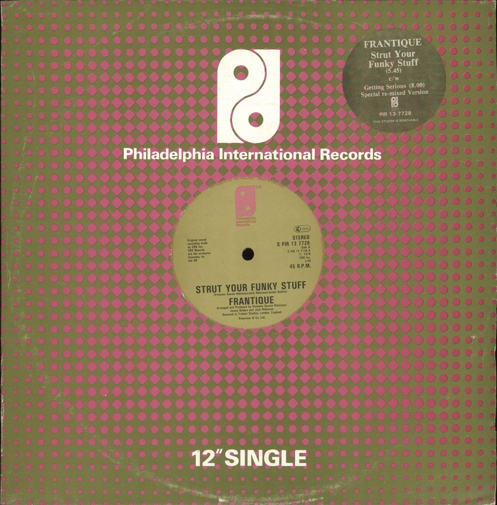 Frantique Strut Your Funky Stuff - Stickered UK 12" vinyl single (12 inch record / Maxi-single) SPIR137728