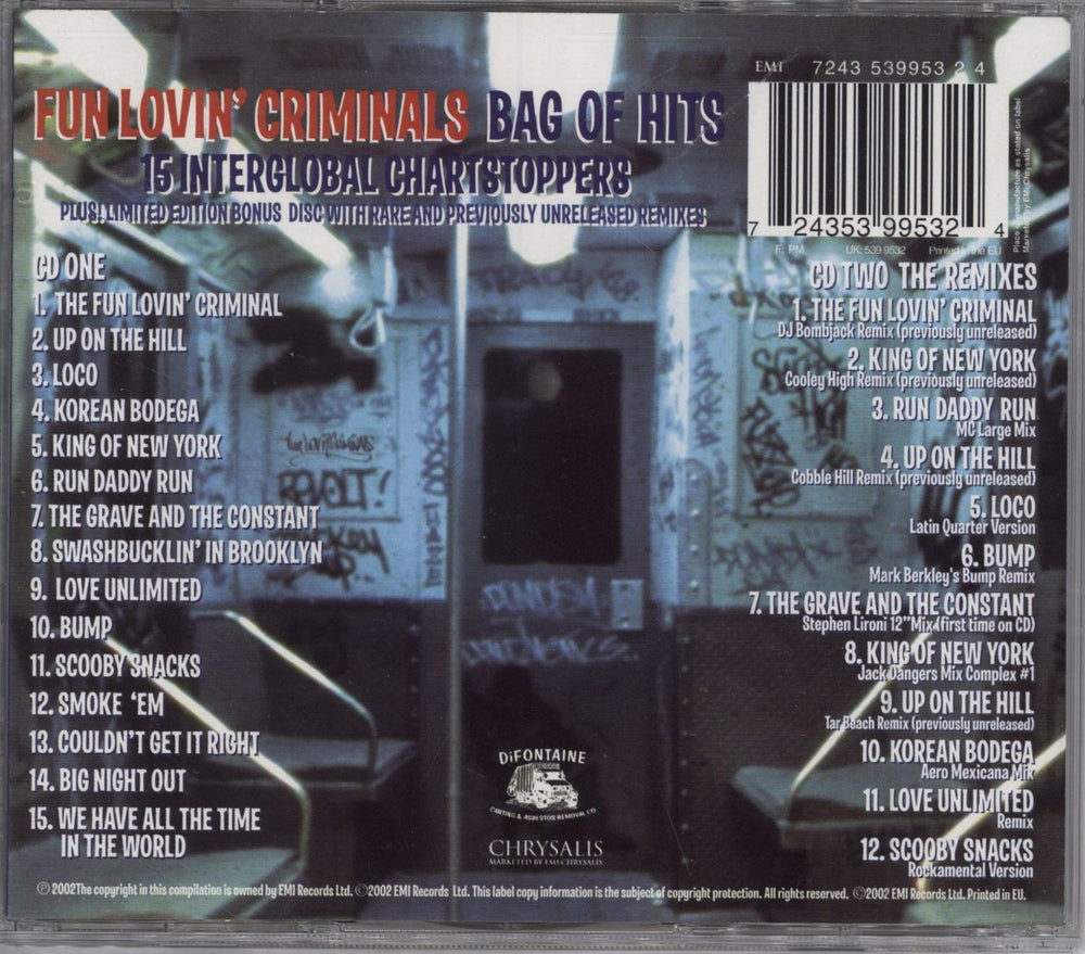 Fun Lovin Criminals Bag Of Hits UK 2 CD album set (Double CD) FLC2CBA218650