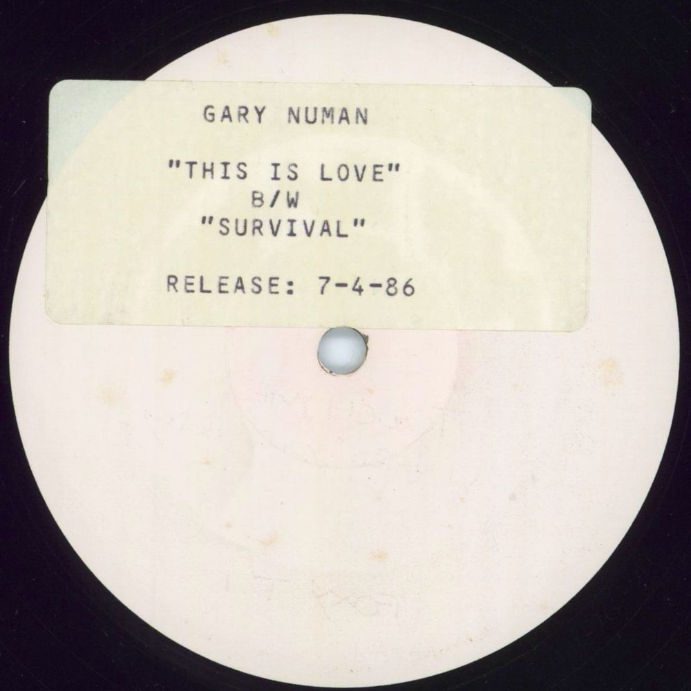 Gary Numan This Is Love - White Label UK Promo 12" vinyl single (12 inch record / Maxi-single) NUM16