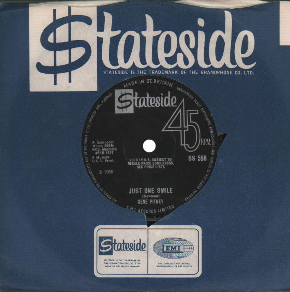Gene Pitney Just One Smile UK 7" vinyl single (7 inch record / 45) SS558