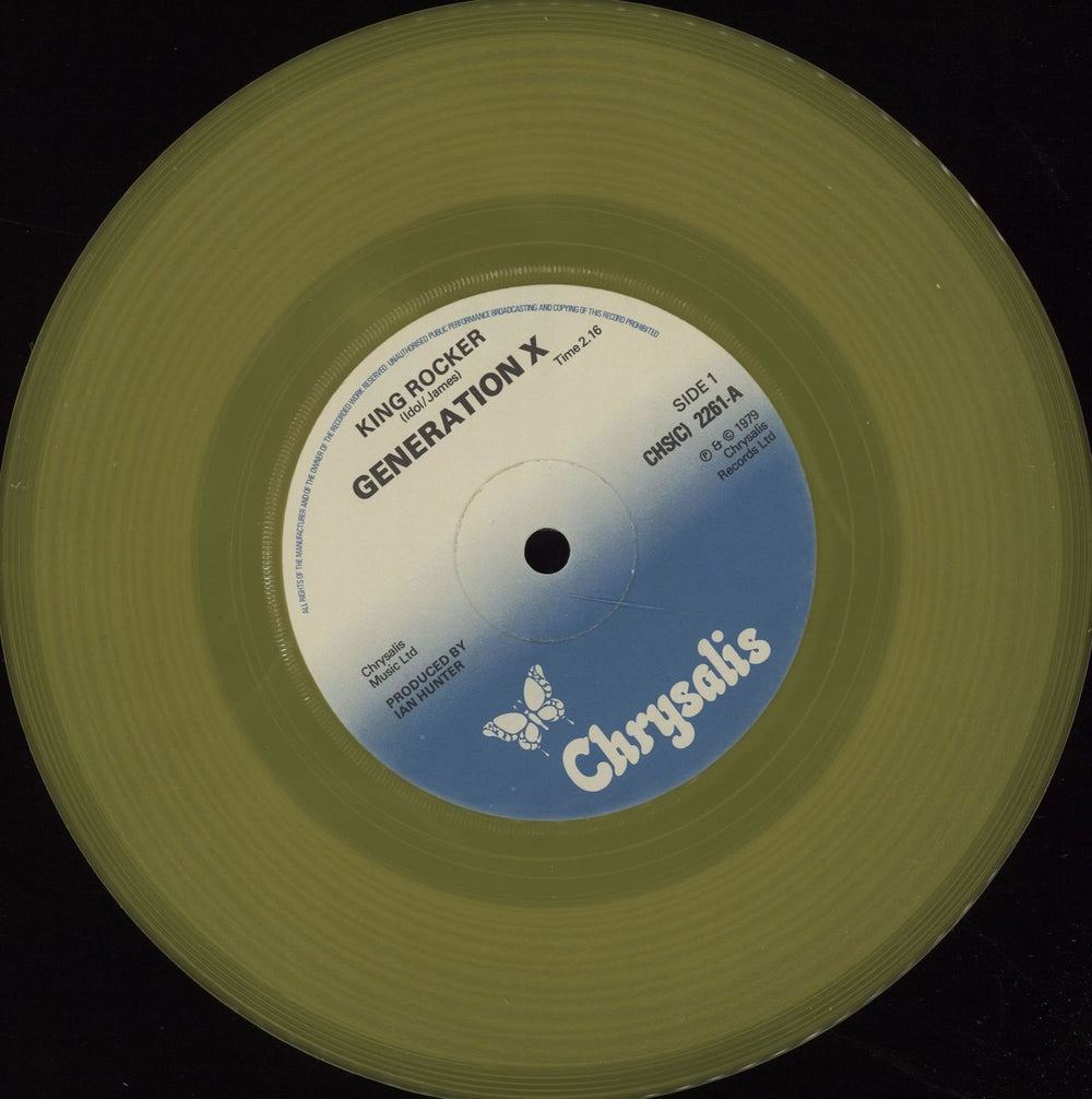 Generation X King Rocker - Yellow Vinyl - Mark Laff p/s - EX UK 7" vinyl single (7 inch record / 45) GEX07KI675227