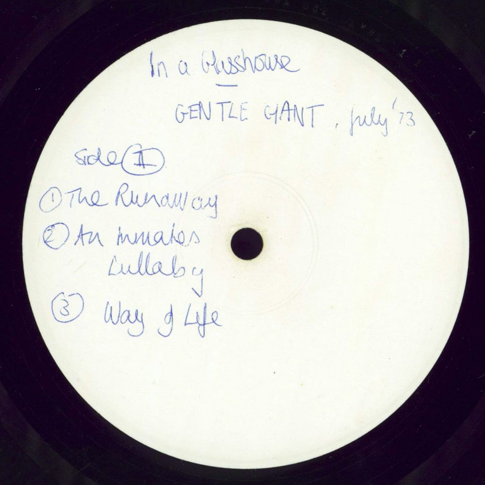 Gentle Giant In A Glass House - White Label Test Pressing UK vinyl LP album (LP record) WWA002