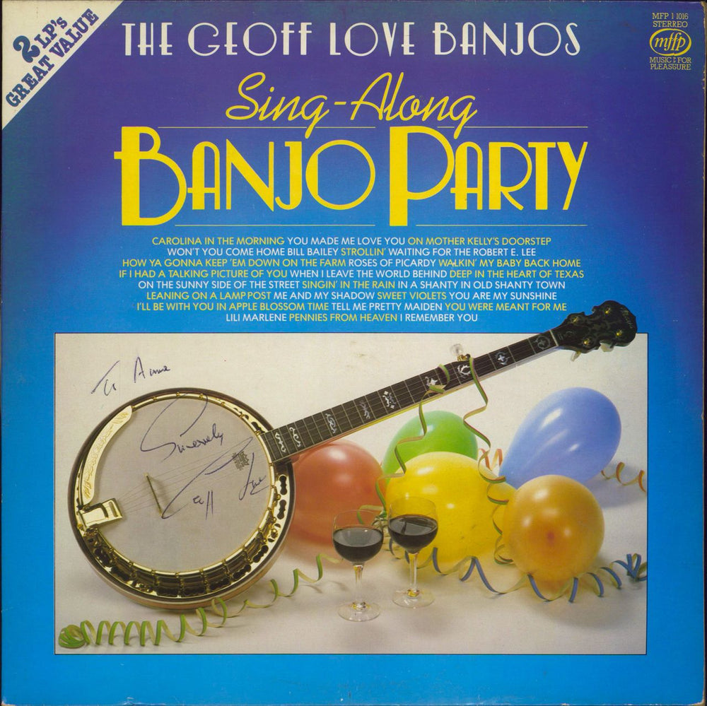 Geoff Love Sing-Along Banjo Party - Autographed UK 2-LP vinyl record set (Double LP Album) MFP1016