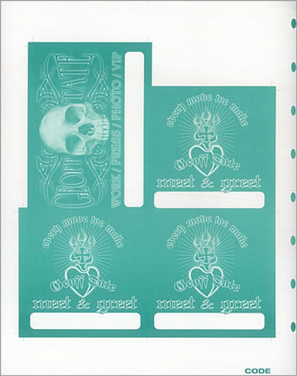 Geoff Tate Every Move We Make Tour Passes - Uncut Press Sheet US tour pass TOUR PASSES