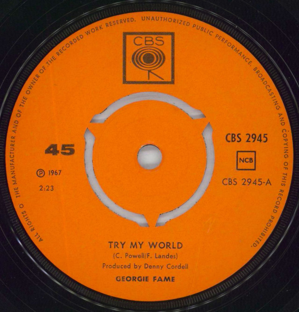 Georgie Fame Try My World + P/S Danish 7" vinyl single (7 inch record / 45) GFM07TR818839