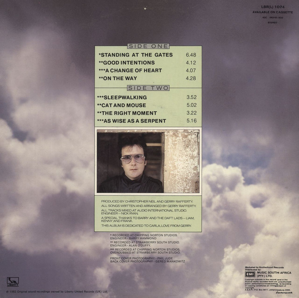 Gerry Rafferty Sleepwalking South African vinyl LP album (LP record)