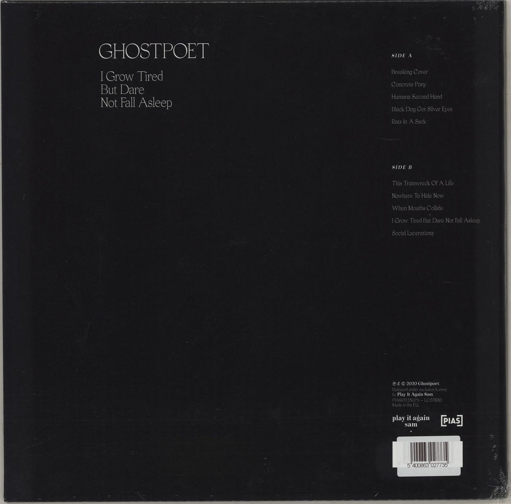 Ghostpoet I Grow Tired But Dare Not Fall Asleep - Clear Vinyl + Sealed UK vinyl LP album (LP record) 5400863027735