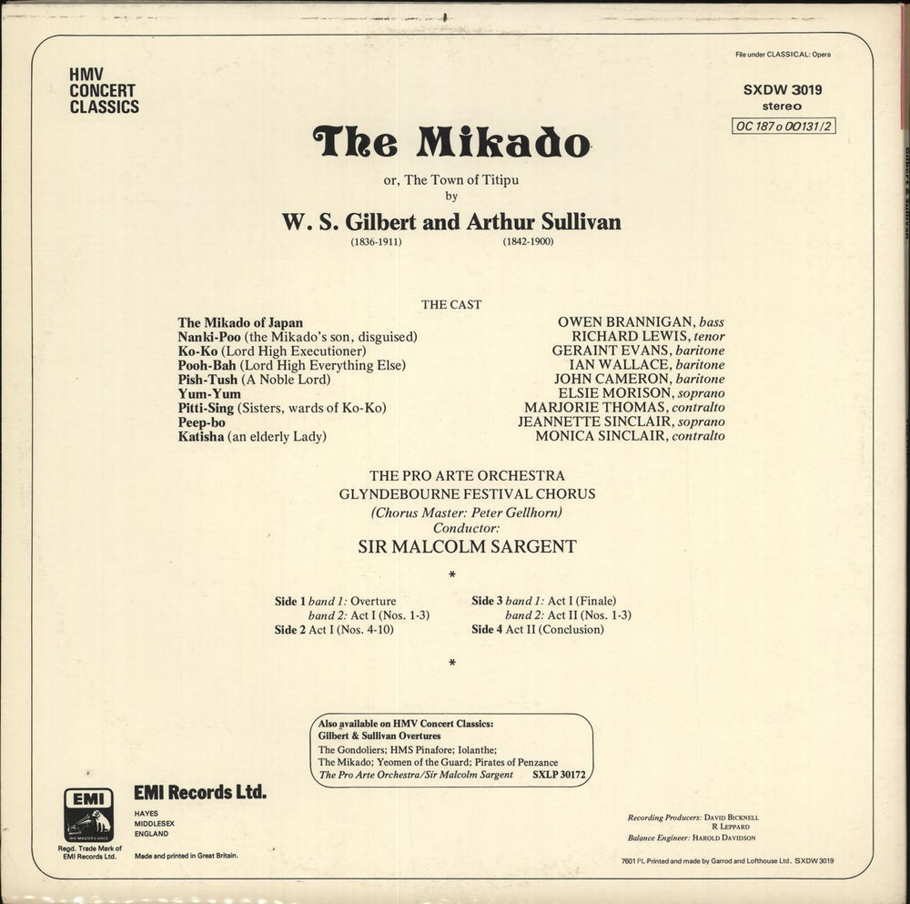 Gilbert & Sullivan The Mikado UK 2-LP vinyl record set (Double LP Album)