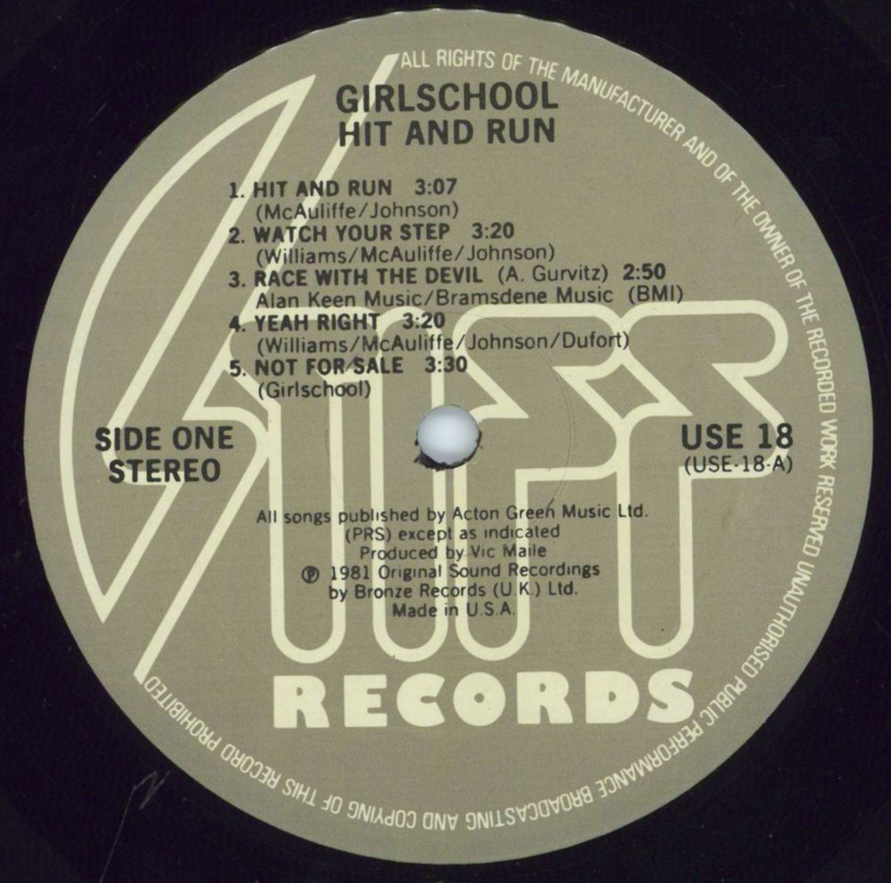 Girlschool Hit And Run US vinyl LP album (LP record) GSCLPHI798570