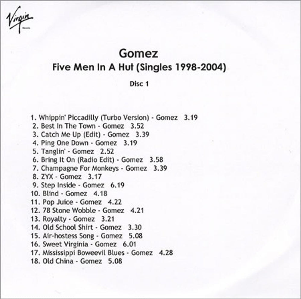 Gomez Five Men In A Hut UK CD-R acetate CD-R ACETATES