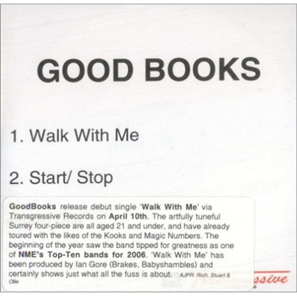 GoodBooks Walk With Me UK Promo CD-R acetate CD-R ACETATE