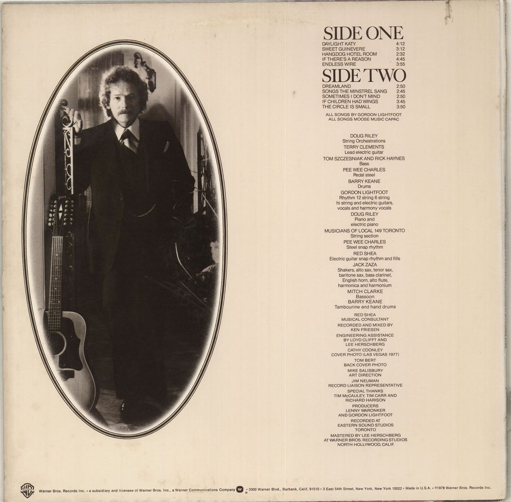 Gordon Lightfoot Endless Wire US vinyl LP album (LP record) GDNLPEN713585