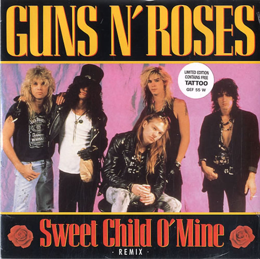 Guns N Roses Sweet Child O' Mine + Tattoo  - Sealed UK 7" vinyl single (7 inch record / 45) GEF55W