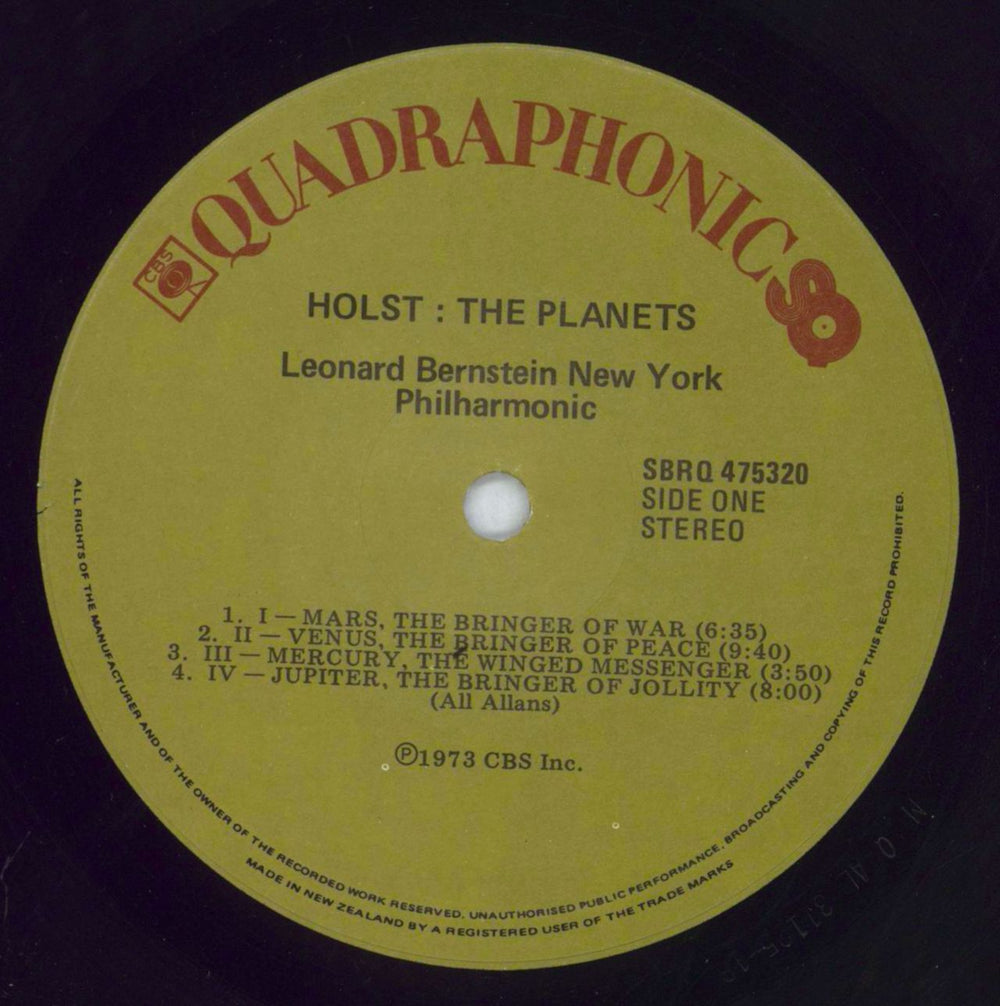 Gustav Holst The Planets - Quadraphonic New Zealand vinyl LP album (LP record) GSVLPTH827459