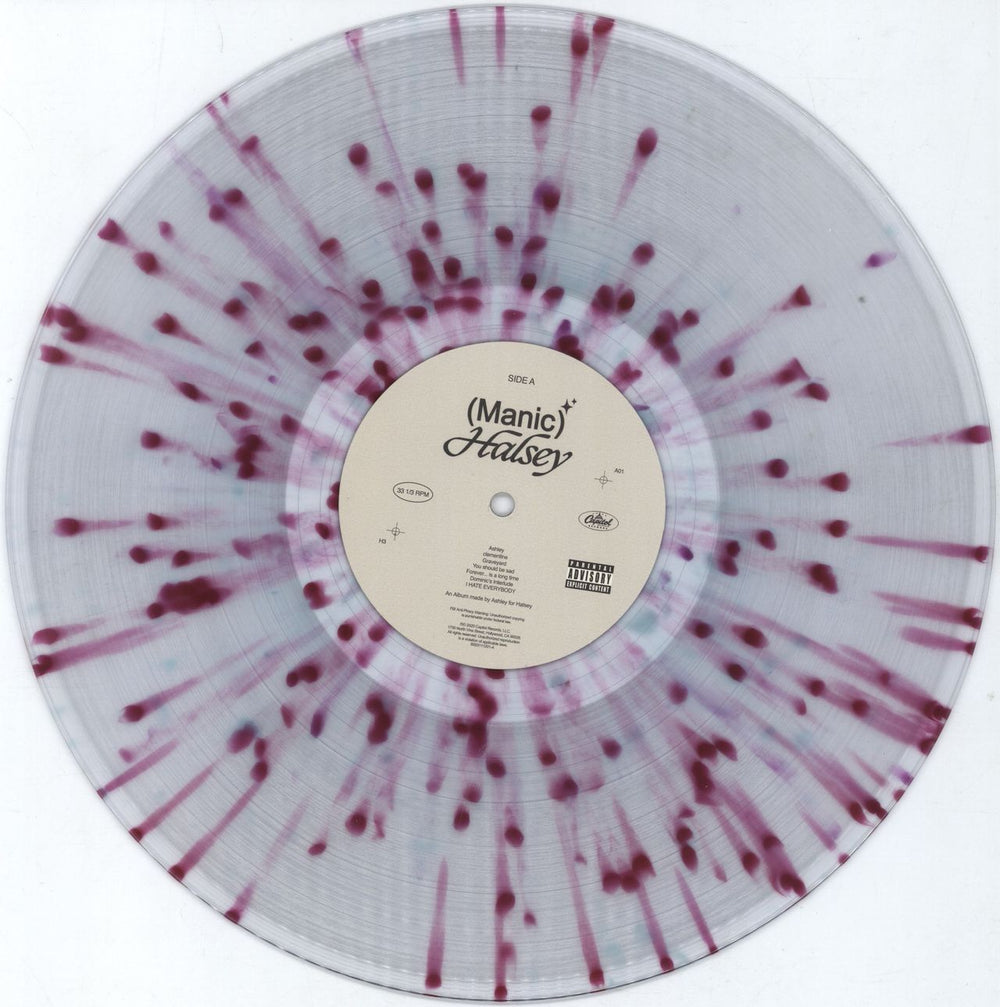 Halsey Manic - Clear with Pink & Blue Splatter + Shrink US vinyl LP album (LP record) 0CLLPMA792591