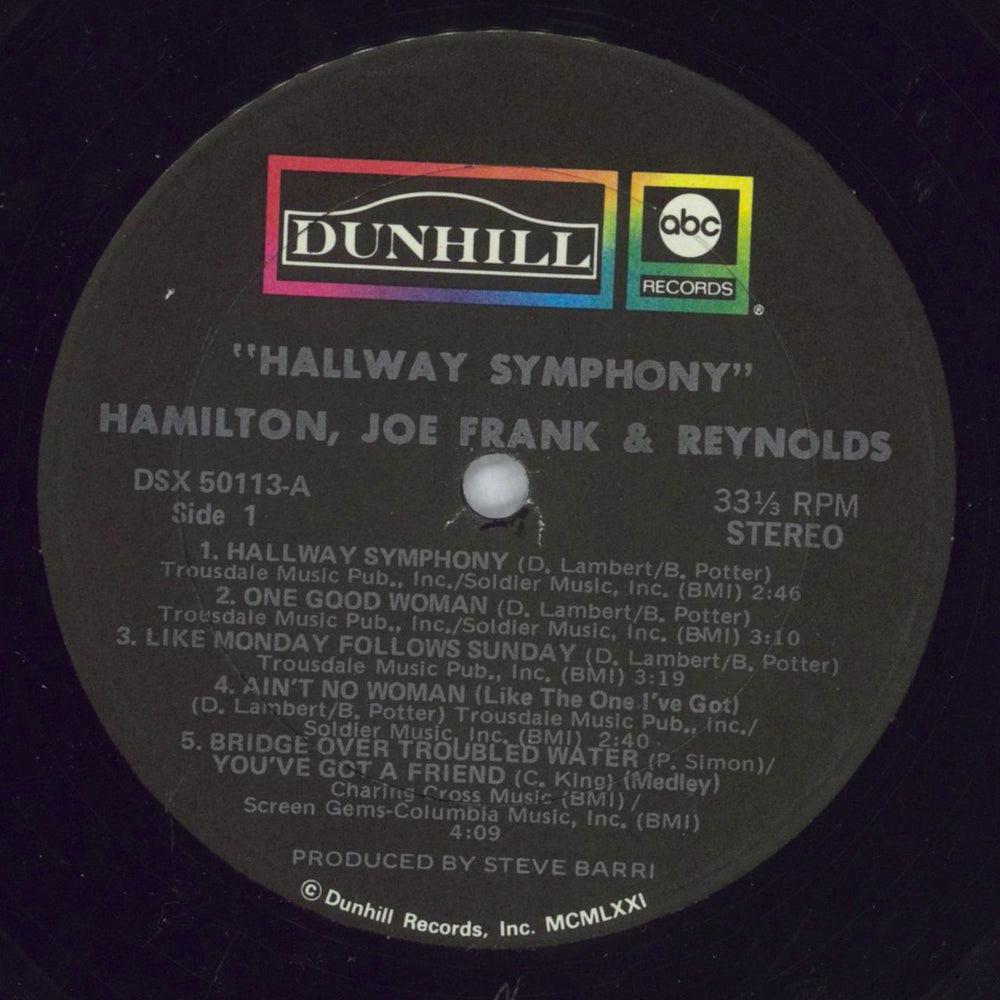 Hamilton, Joe Frank & Reynolds Hallway Symphony US Promo vinyl LP album (LP record) HJFLPHA828382