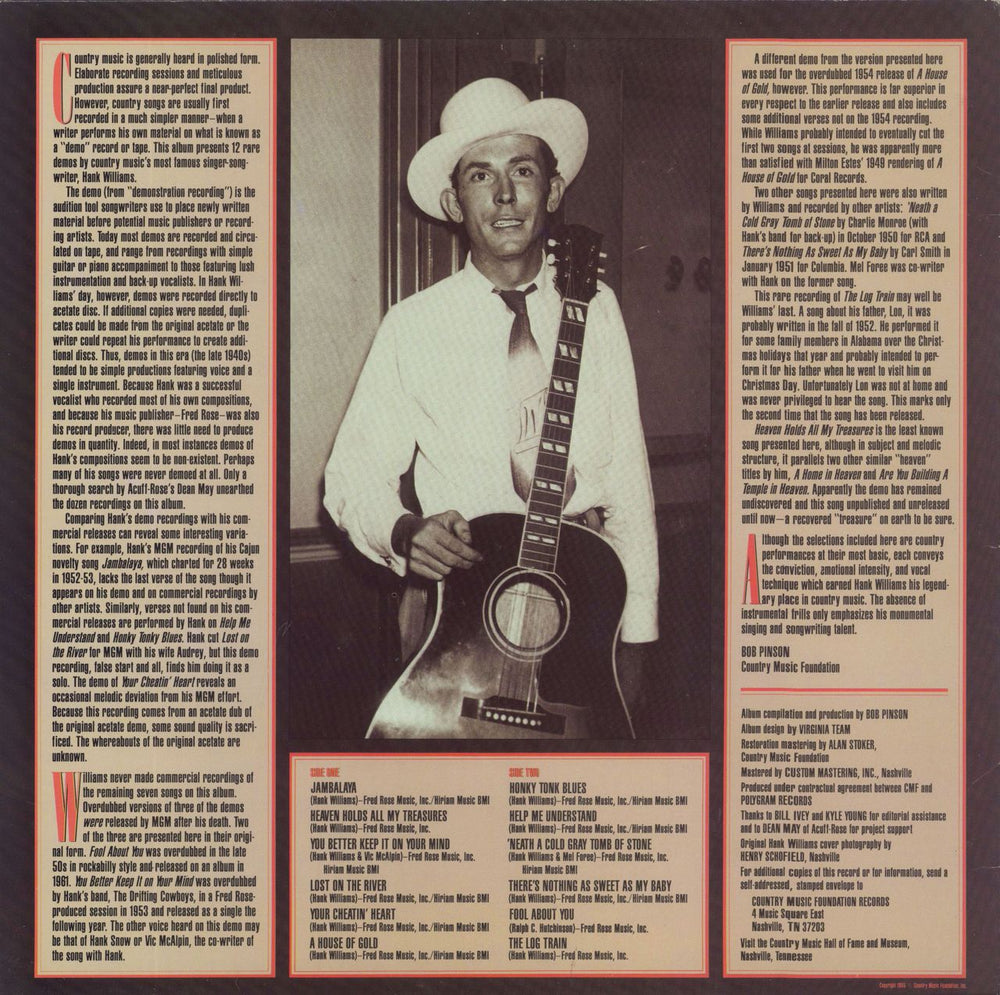 Hank Williams Just Me And My Guitar US vinyl LP album (LP record)