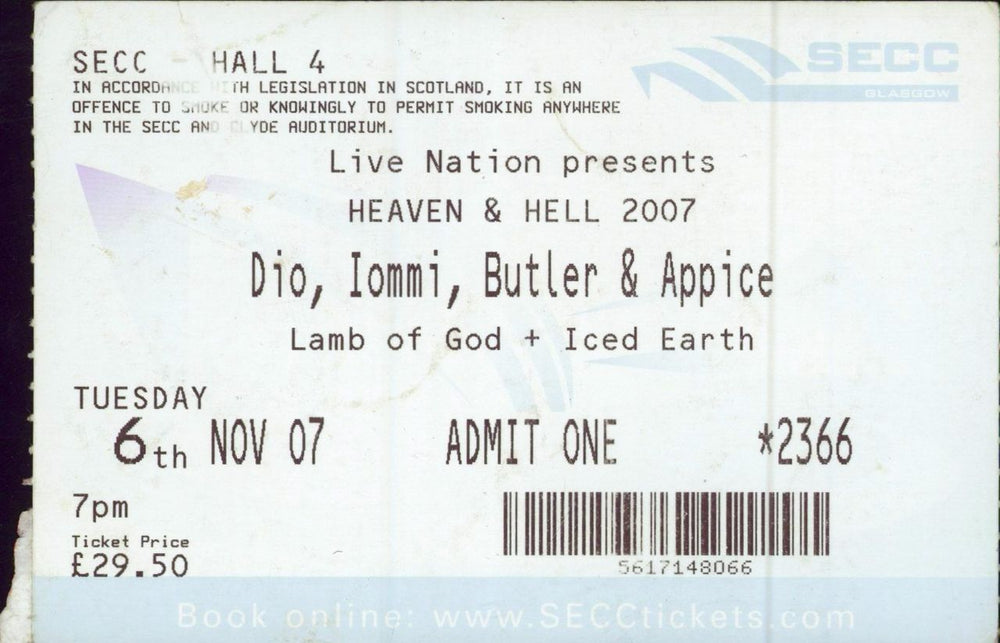 Heaven & Hell Tour + Ticket Stub UK tour programme