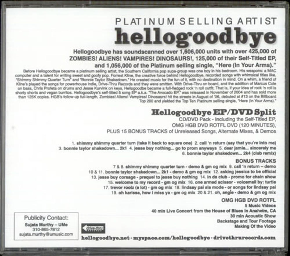 Hellogoodbye Four Disc Promo Set US Promo CD-R acetate HEGCRFO521462