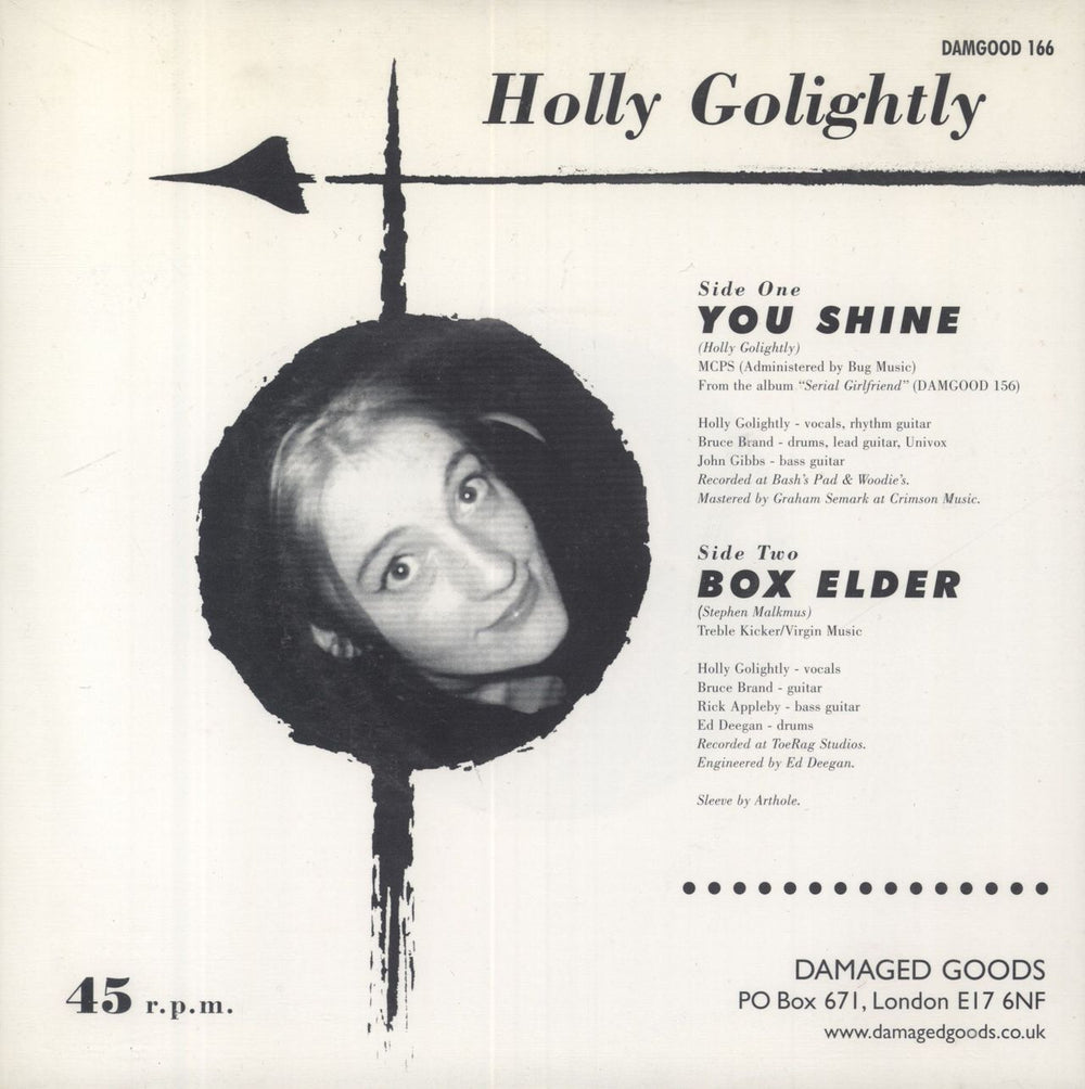 Holly Golightly You Shine UK 7" vinyl single (7 inch record / 45)