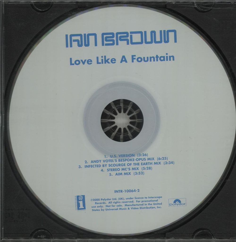 Ian Brown Love Like A Fountain US Promo CD single (CD5 / 5") IBRC5LO154586