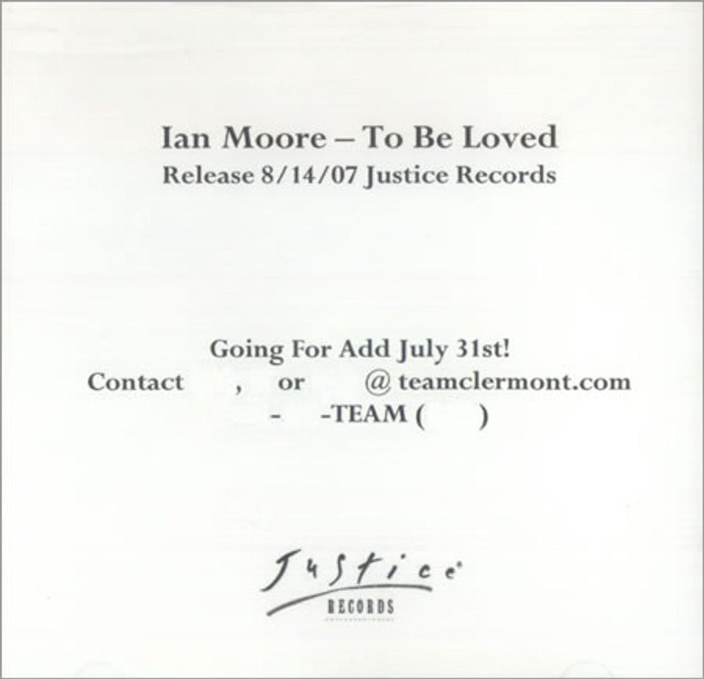 Ian Moore To Be Loved US Promo CD-R acetate CDR ACETATE