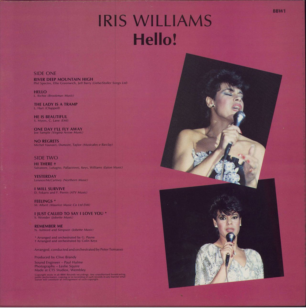 Iris Williams Hello! UK vinyl LP album (LP record)