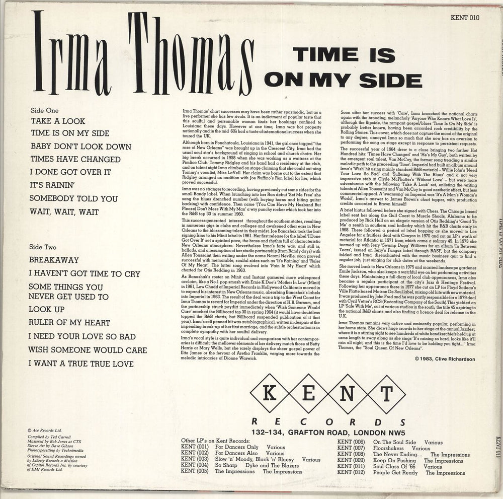 Irma Thomas Time Is On My Side UK vinyl LP album (LP record)