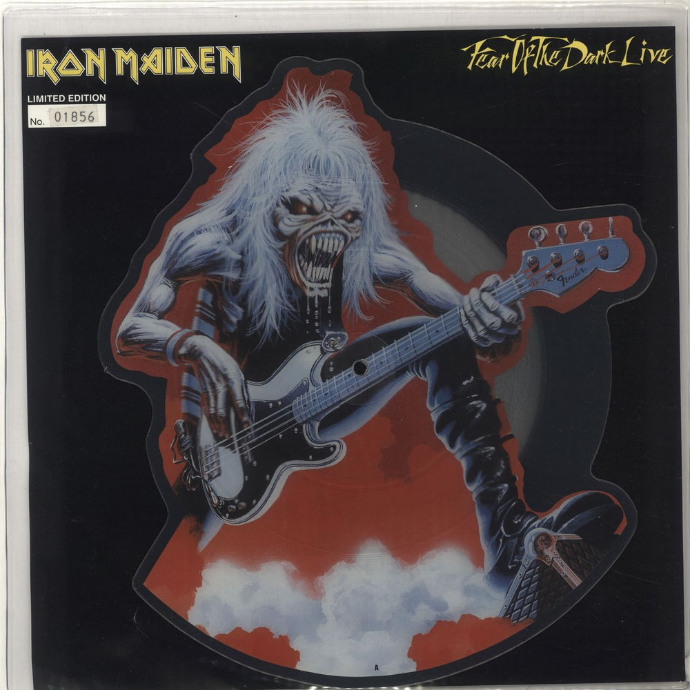 Iron Maiden Fear Of The Dark - 'Tailgunner' Mispress + insert UK shaped picture disc (picture disc vinyl record) EMPD263