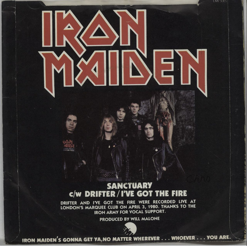 Iron Maiden Sanctuary - Censored P/S - EX UK 7" vinyl single (7 inch record / 45) IRO07SA229002