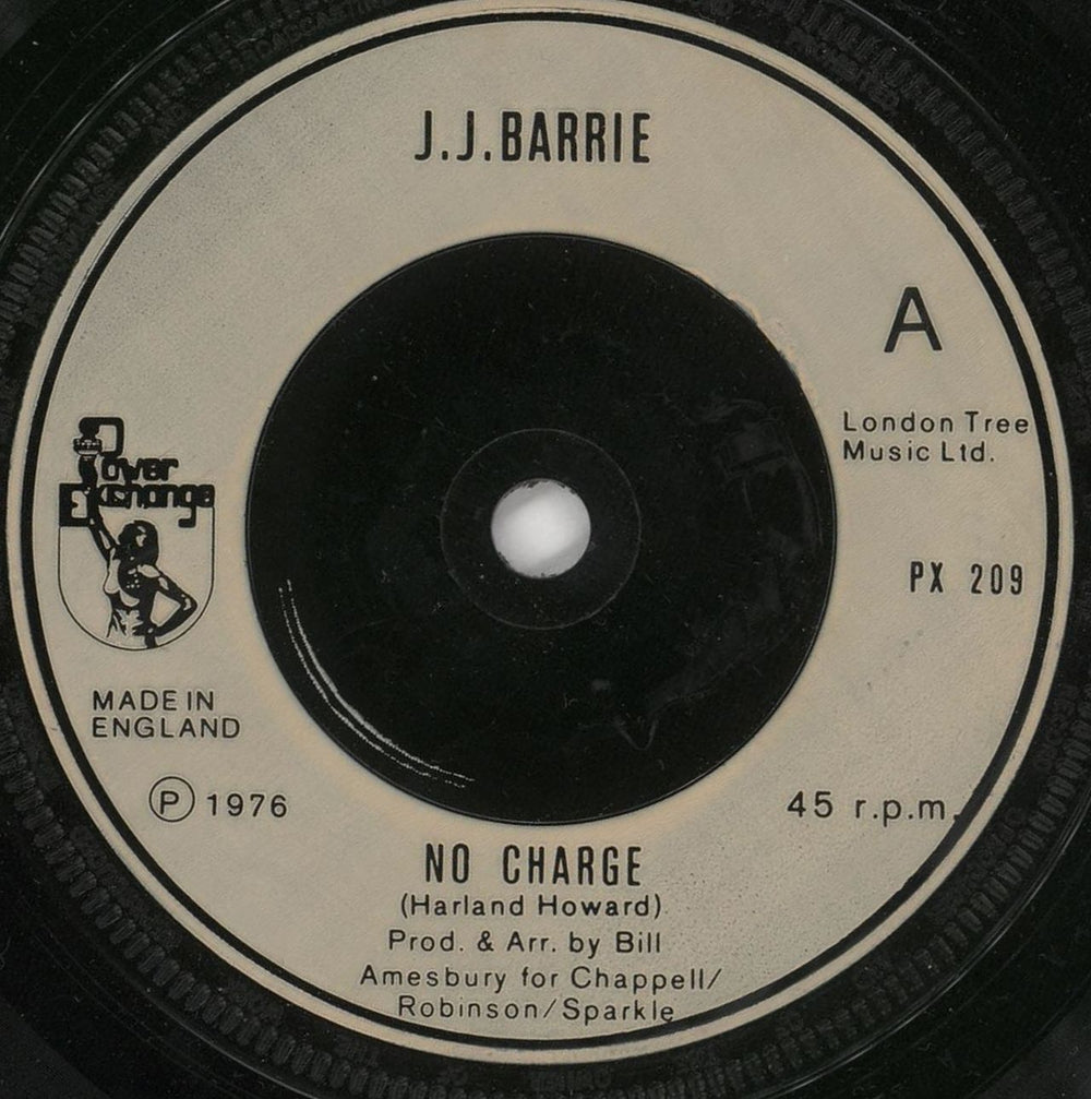 J.J. Barrie No Charge - Inj UK 7" vinyl single (7 inch record / 45) PX209