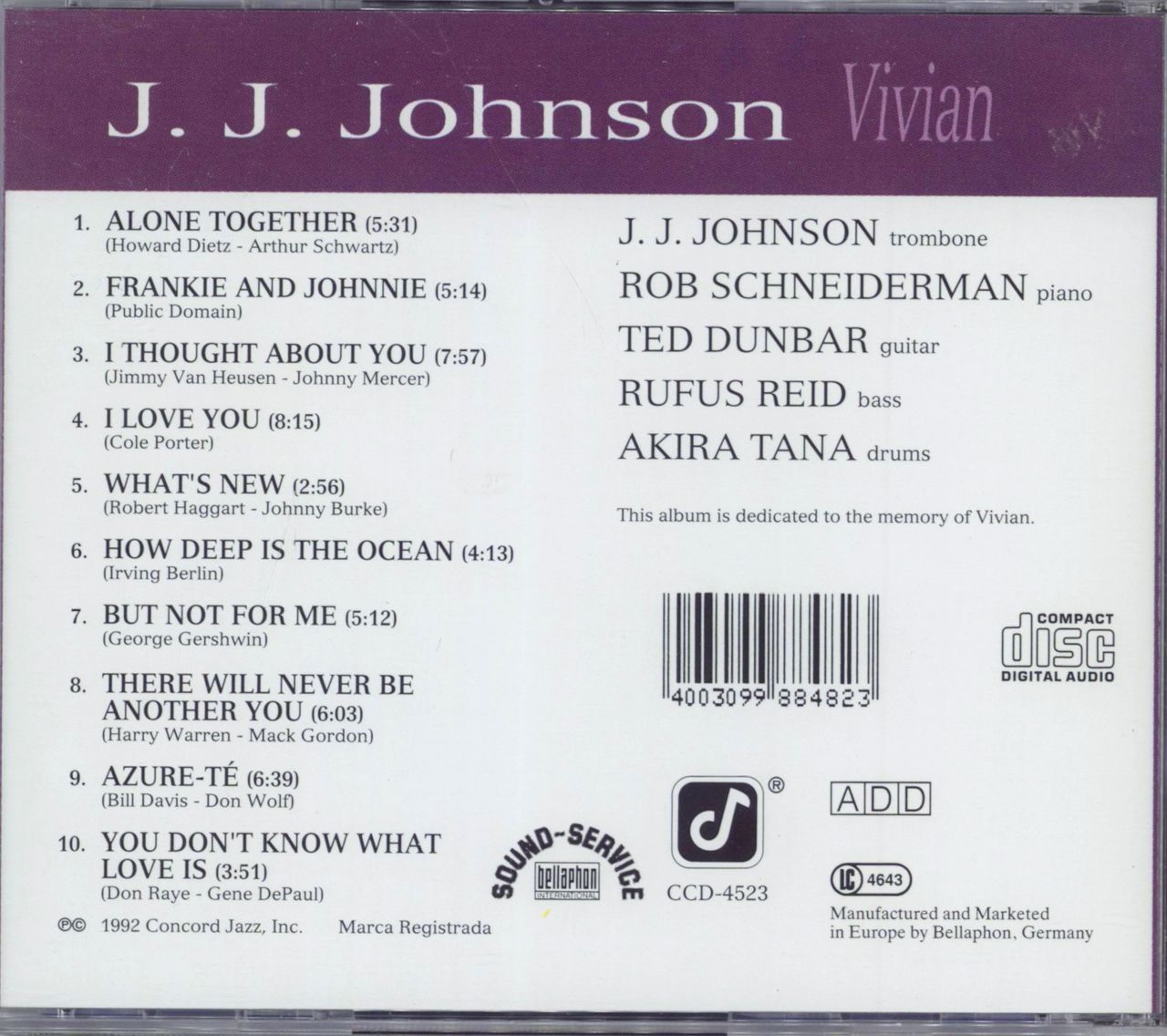 J.J. Johnson Vivian German CD album — RareVinyl.com