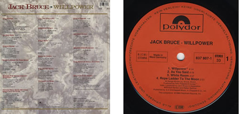 Jack Bruce Willpower German 2-LP vinyl record set (Double LP Album) J-B2LWI245352