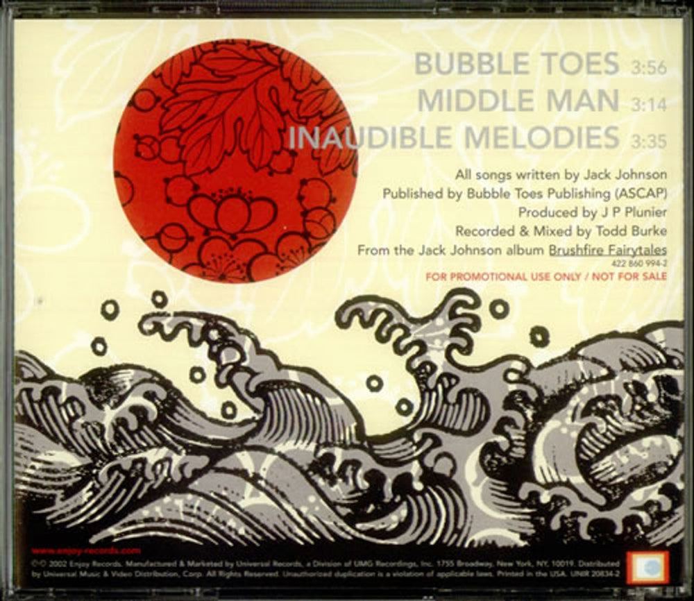 Jack Johnson Jack Johnson - Radio Tracks US Promo CD single (CD5 / 5") JKJC5JA536398