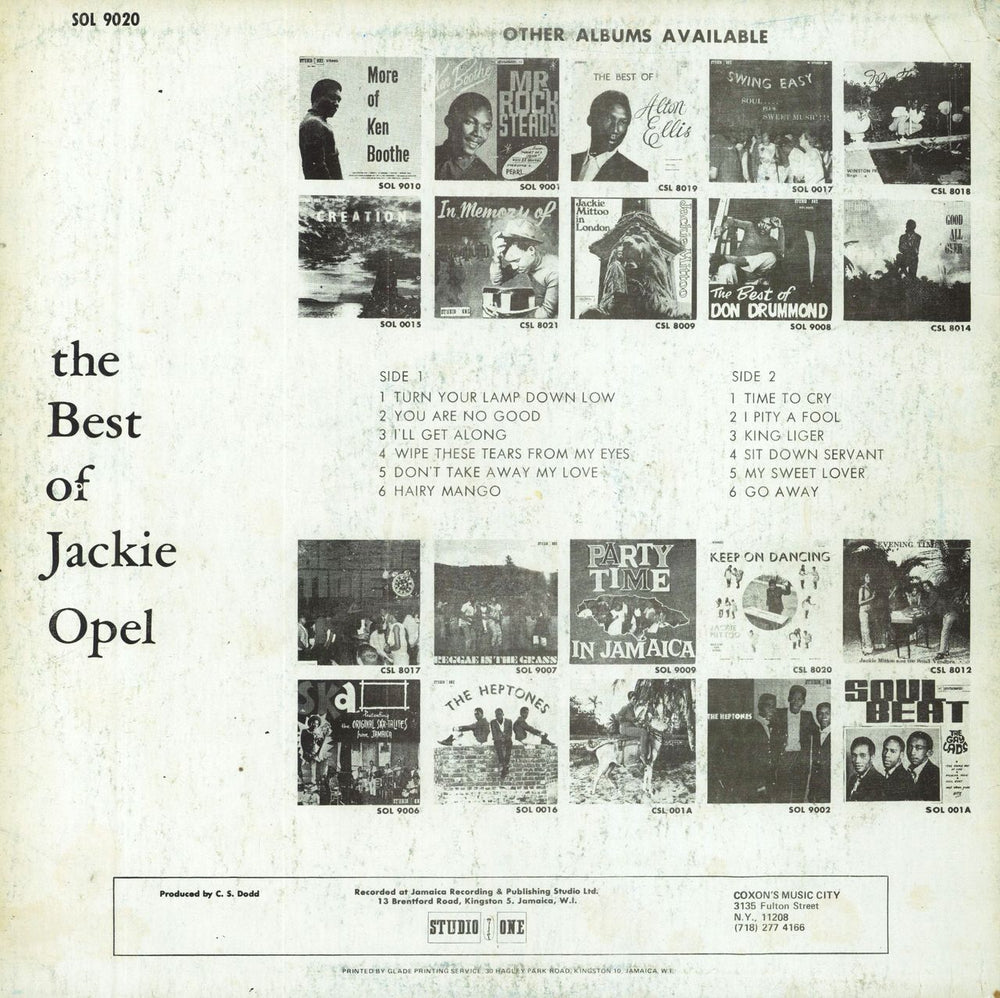 Jackie Opel The Best Of Jackie Opel Jamaican vinyl LP album (LP record)