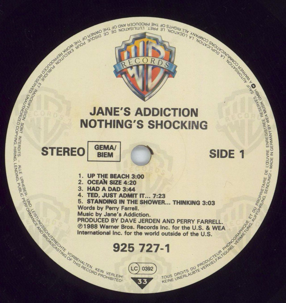Janes Addiction Nothing's Shocking - EX rubber outer jacket UK vinyl LP album (LP record) JANLPNO817772