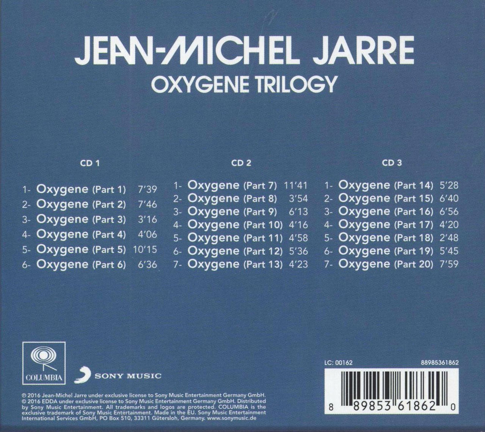 Jean-Michel Jarre Oxygene Trilogy UK 3-CD album set (Triple CD) 889853618620